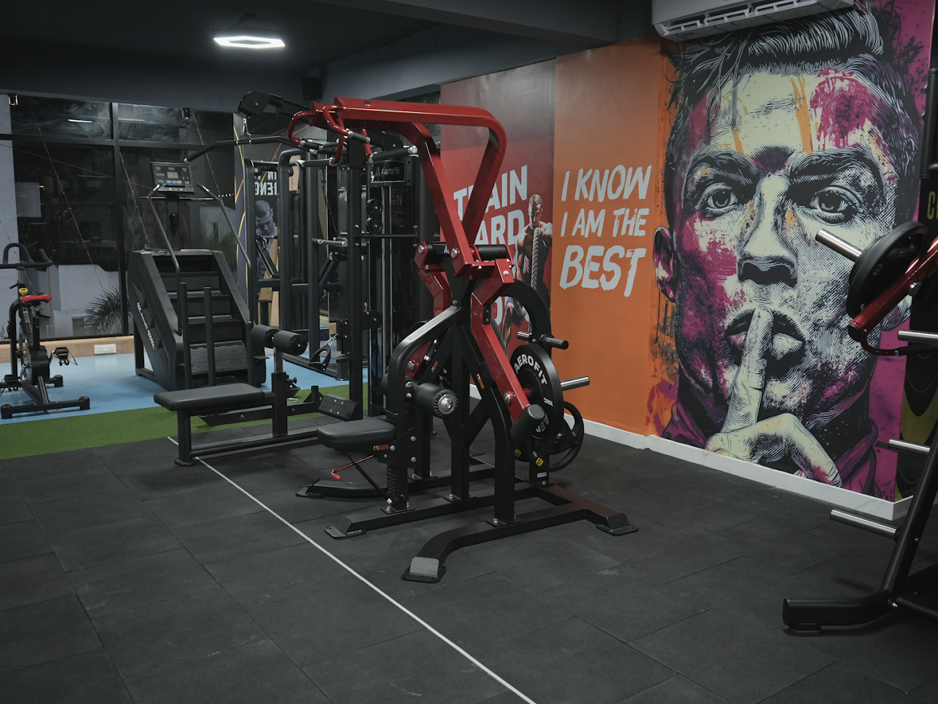 Vinyl application on gym wall panels