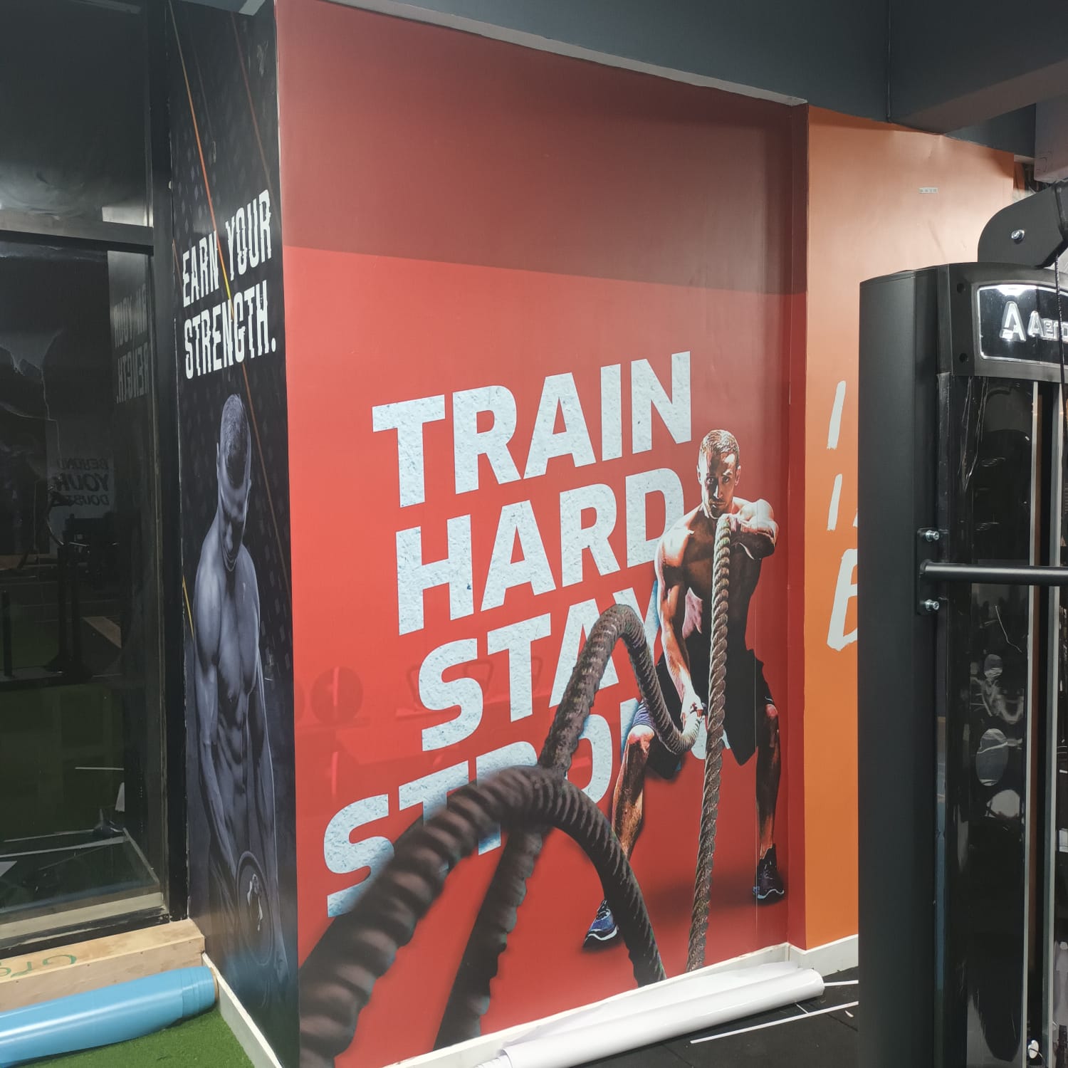 Gym wall branding and motivational mural printing Bangalore